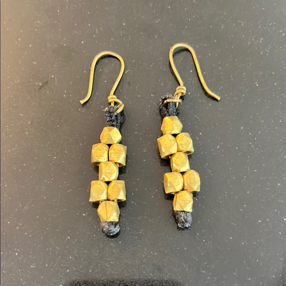 Gold Beaded Earrings / Vintage